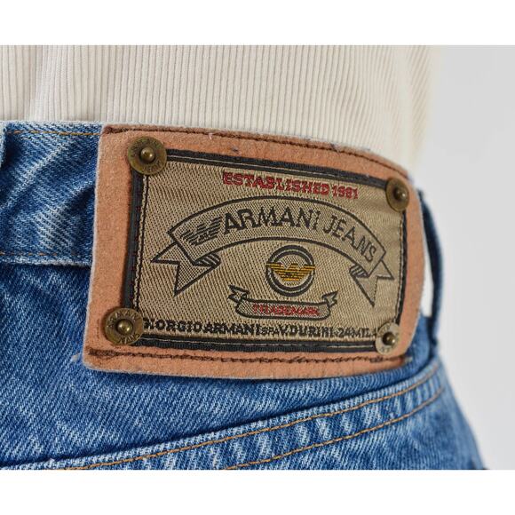 Vintage 90s Armani Jeans High Waisted Tapered Leg Cropped Ankle Length Jeans 28 - Picture 7 of 9